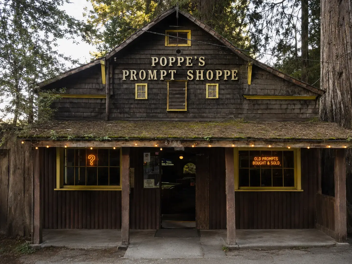 Poppe’s Prompt Shoppe in a wooded California setting